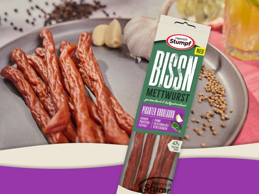 Bissn Pikanter Knoblauch: natürlich gereift, aus magerem Schweinefleisch und mit Knoblauch-Note.