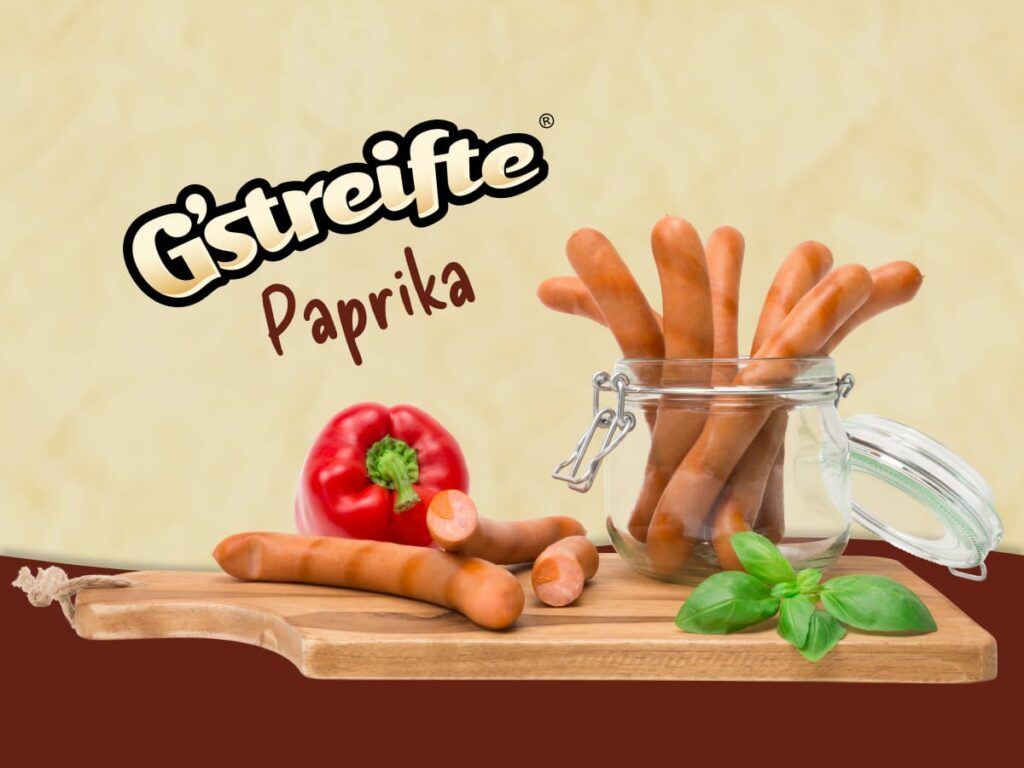 G’streifte Paprika: das Cabanossi-Würstchen mit dem extra pikanten Paprika-Kick.