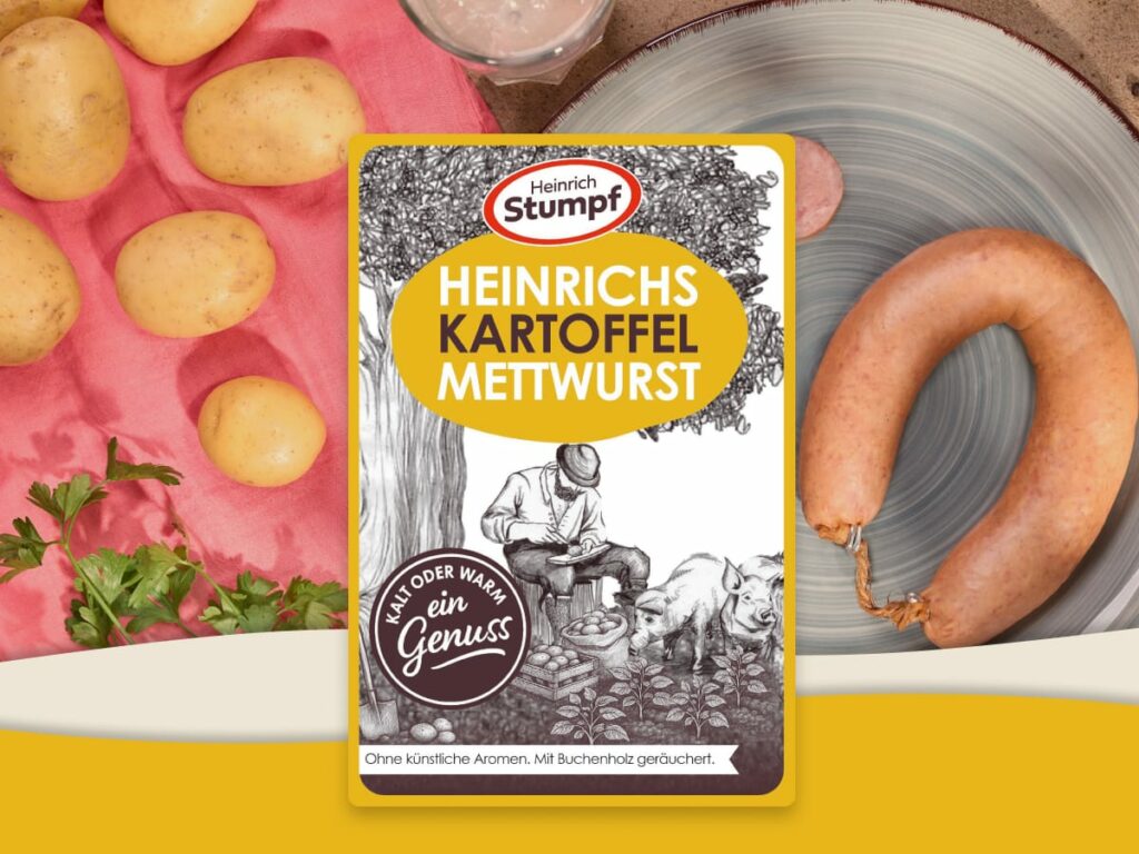 Heinrichs Kartoffelmettwurst: Feiner Kartoffelgeschmack trifft auf würzige Rauchnote.