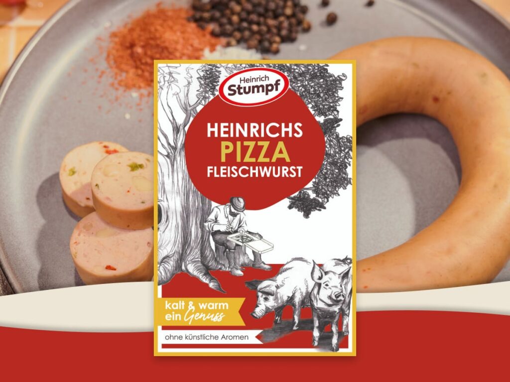 Heinrichs Pizza Fleischwurst: zwei Klassiker, ein Genussmoment. Pizza trifft Wurst.