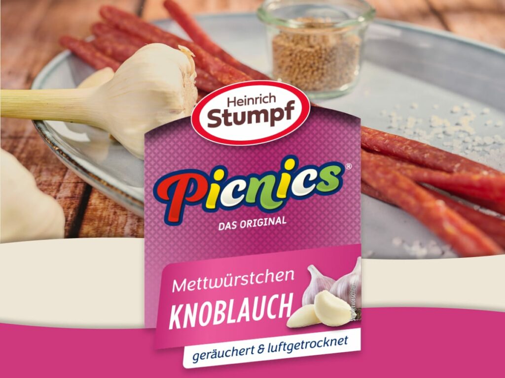Picnics Knoblauch. Natürlich gereift, mit bestem Schweinefleisch und einer Note Knoblauch.