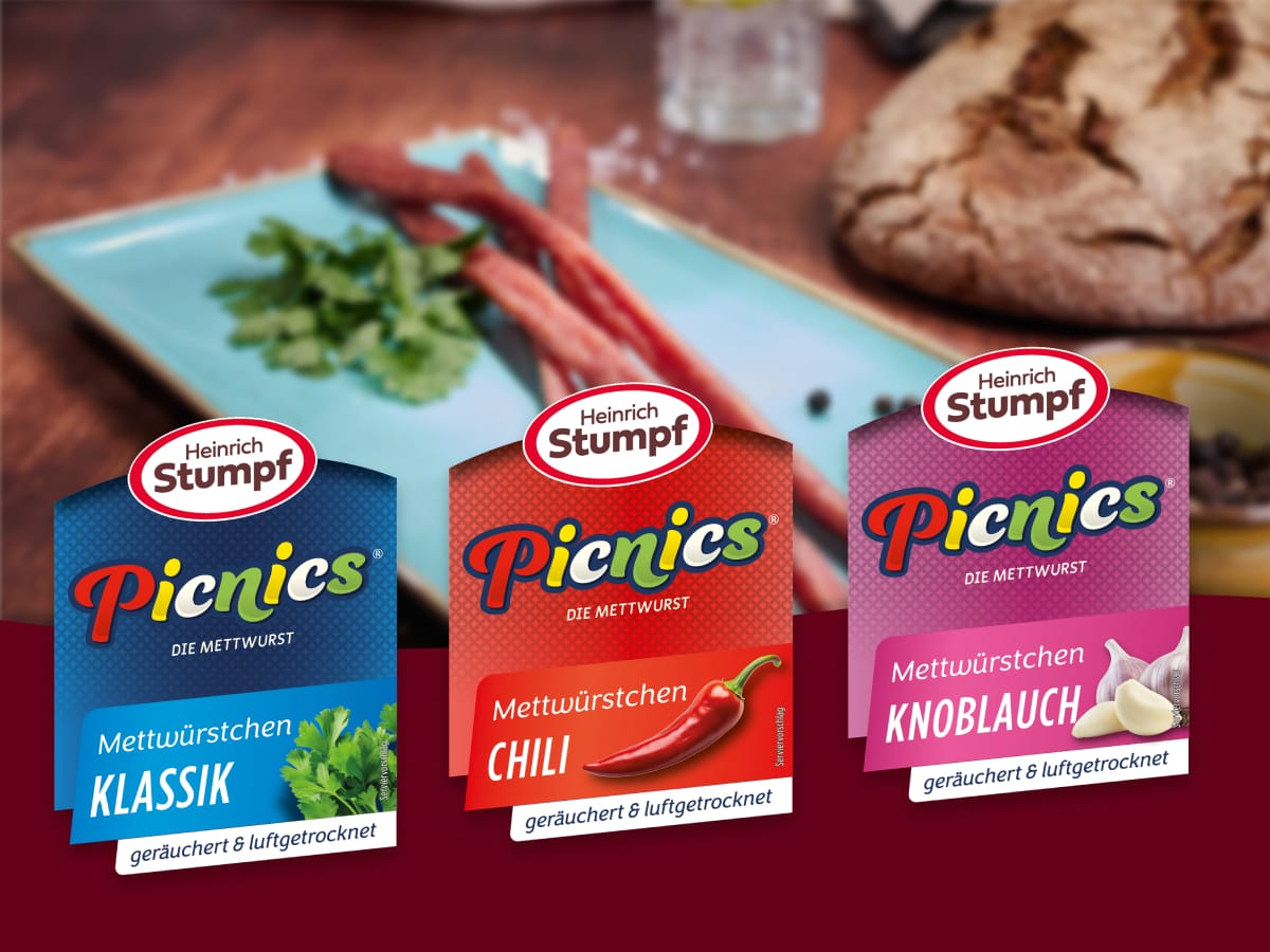 Picnics, der originelle Knabberspaß in drei Geschmacksrichtungen: Classic, Chili, Knoblauch.